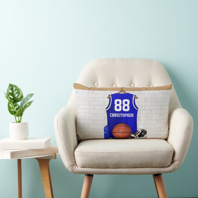 Coussin Rectangle Jersey Blue and White Basketball (Chaise)