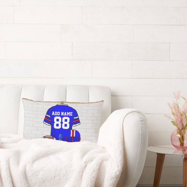 Coussin Rectangle Jersey de football bleu blanc personnalisé (Canapé)