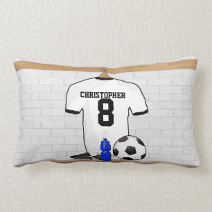 Coussin Rectangle Jersey de football noir blanc personnalisé