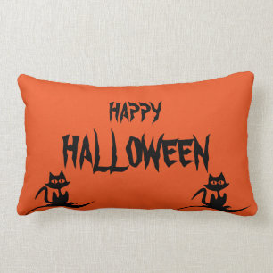 Coussin Rectangle Jet orange de chat effrayant heureux de Halloween