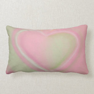 Coussin Rectangle Jet vert et rose en pastel de coeur Coussin-petit