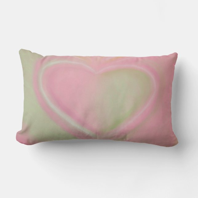 Coussin Rectangle Jet vert et rose en pastel de coeur Coussin-petit (Recto)
