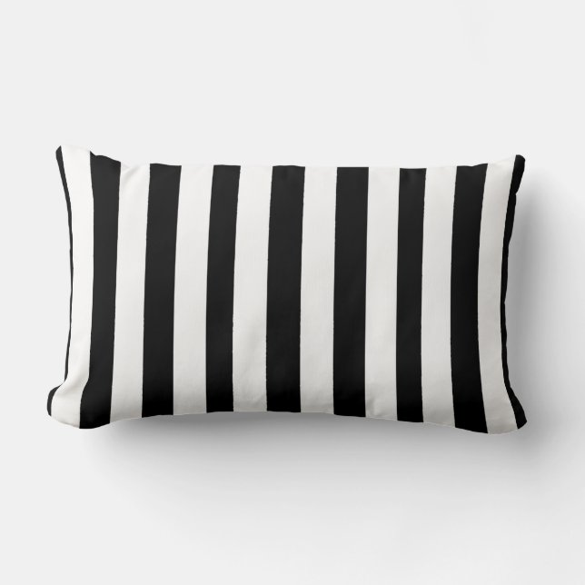 Coussin Rectangle Jeter Bande d'oreiller Noir Blanc (Recto)
