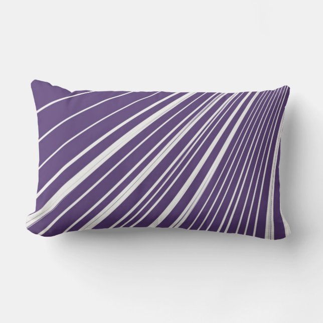 Coussin Rectangle Jeter Bande D'Oreiller Violet Blanc (Recto)