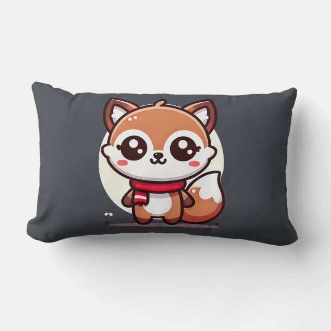 Coussin Rectangle Jeter l'oreiller - Kawaii Fox (Recto)