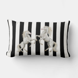 Coussin Rectangle Jetez l'oreiller bande Black White Horse