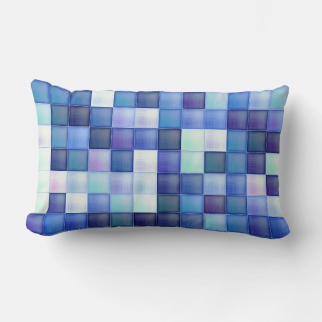 Coussin Rectangle Jeu vidéo Pixels Carré bleu Motif (Recto)