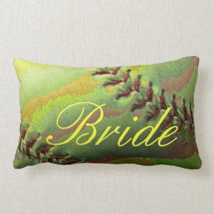 Coussin Rectangle Jeune mariée perlée de thème de mariage du
