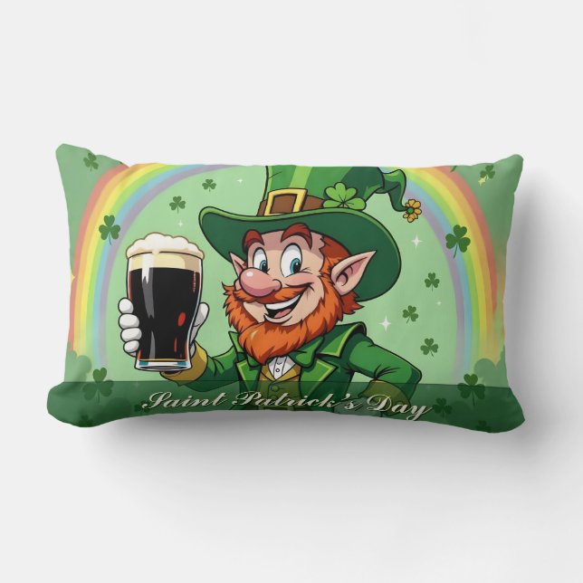 Coussin Rectangle Joie de lutin sous l'arc-en-ciel (Recto)