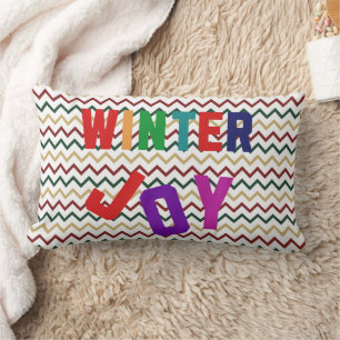 Coussin Rectangle Joie d'hiver - Lettres colorées douillettes