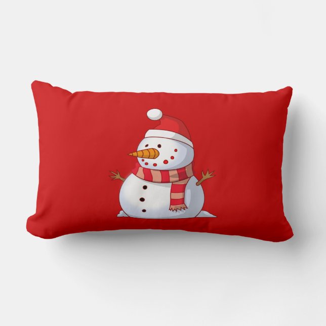 Coussin Rectangle Joli bonhomme de neige de Noël (Recto)