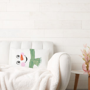 Coussin Rectangle Joli bonhomme de neige personnalisé avec écharpe v