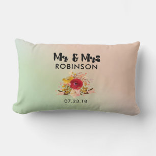 Coussin Rectangle Joli bouquet floral Mariage M & Mme