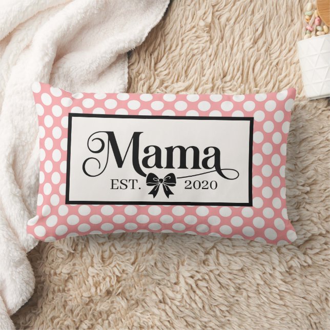 Coussin Rectangle Joli Cadeau Personnalisé pour Maman à Points Roses (Couverture)