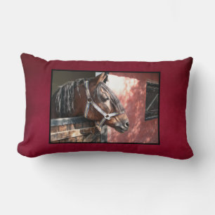 Coussin Rectangle Joli Cheval de Baie dans un soleil stable