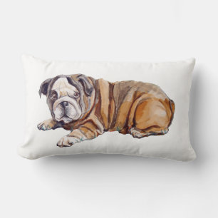 Coussin Rectangle Joli chiot bouledogue blanc