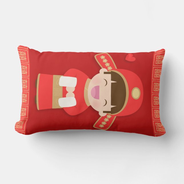 Coussin Rectangle Joli Décor de Mariage Traditionnel Chinois pour le (Recto)