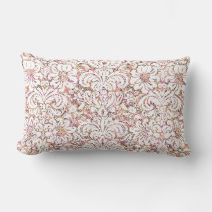 Coussin Rectangle Joli design floral vintage blanc rose