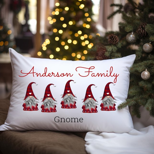 Coussin Rectangle Joli Elfe de Noël Personnalisé à Carreaux Rustique (Créateur téléchargé)