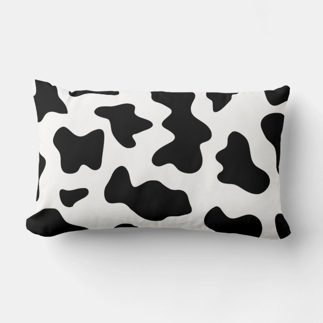 Coussin Rectangle joli imprimé de vache laitière de ferme noir et bl (Recto)