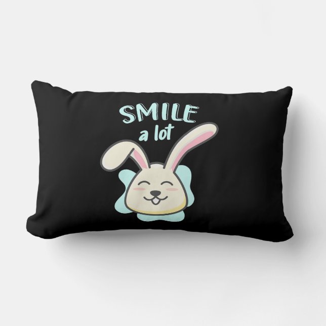 Coussin Rectangle Joli Lapin Sourit Beaucoup (Recto)