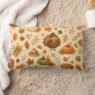 Coussin Rectangle Joli motif aquarelle de Thanksgiving avec des dind