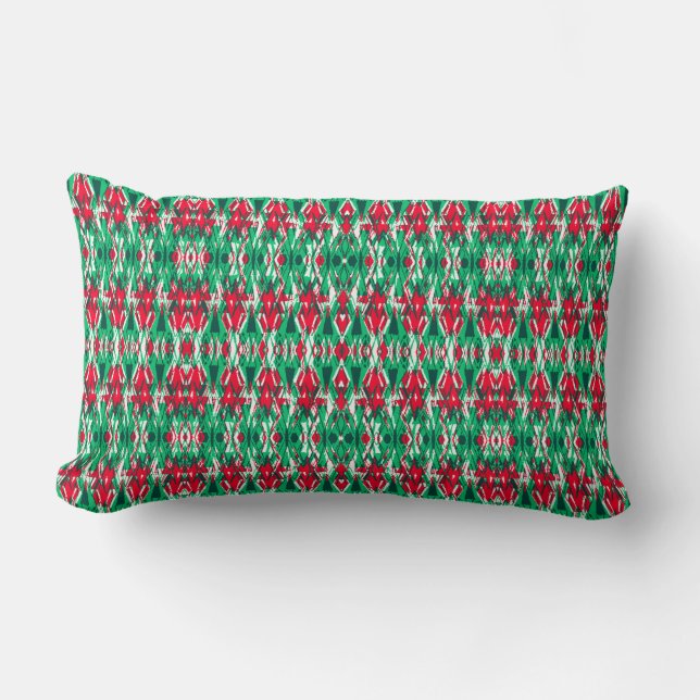 Coussin Rectangle Joli motif aztèque abstrait rouge et vert (Recto)