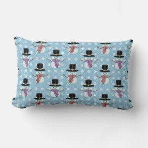 Coussin Rectangle Joli motif de bonhomme de neige et de flocons de n