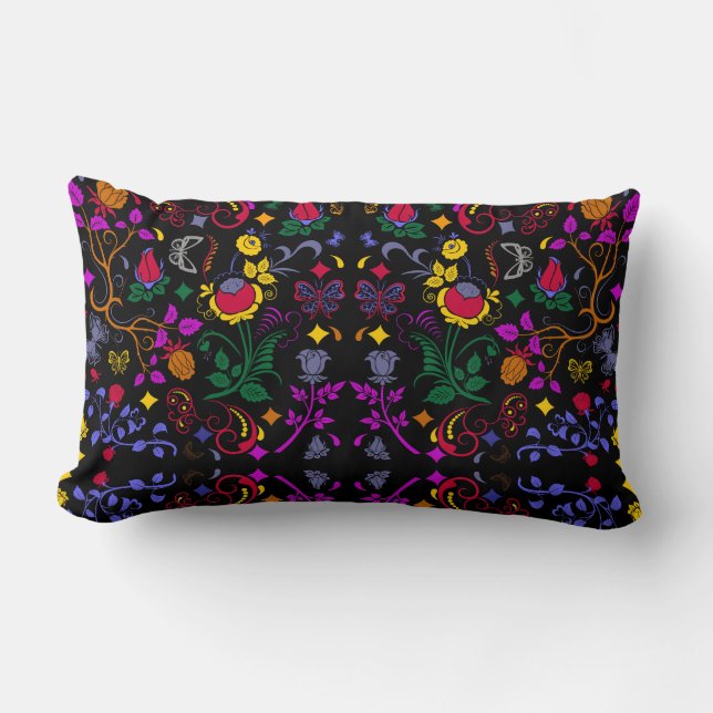 Coussin Rectangle Joli motif floral coloré  (Recto)