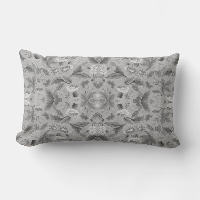 Coussin Rectangle Joli motif floral gris (Recto)