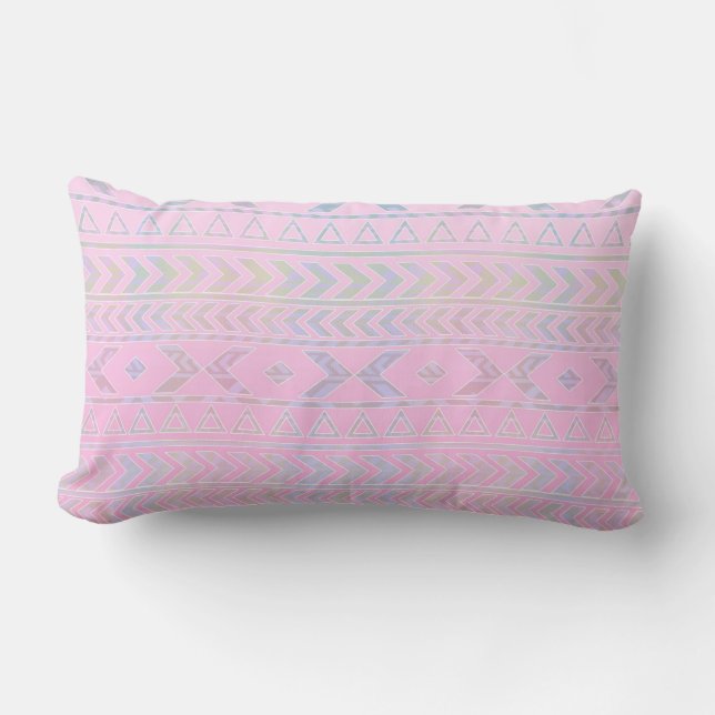 Coussin Rectangle Joli motif influencé par l'art aztèque rose (Recto)