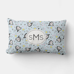Coussin Rectangle Joli Motif Licorne Bleu Pastel Féminin Monogramme