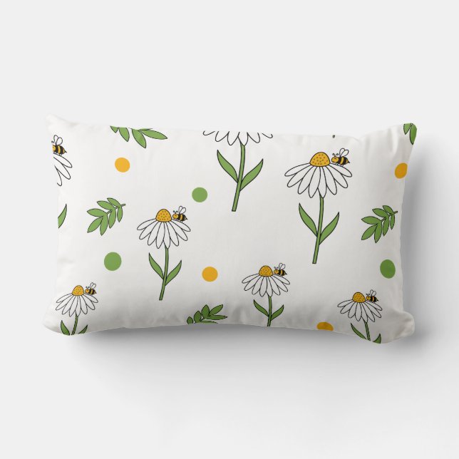Coussin Rectangle Joli motif transparent de marguerite et d'abeille (Verso)