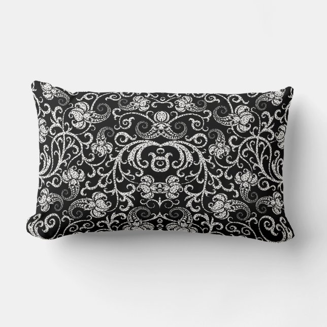 Coussin Rectangle Joli noir dalmate fleurs design arrière - plan (Recto)