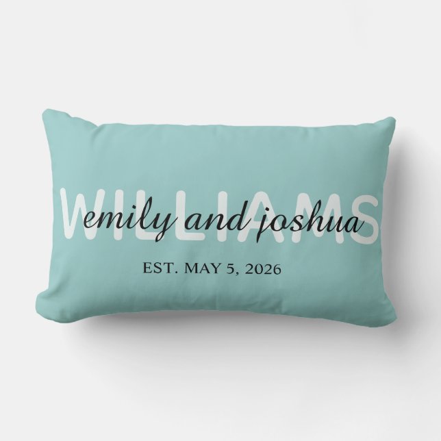 Coussin Rectangle Joli nom et date de mariage jeté de mariage  (Recto)