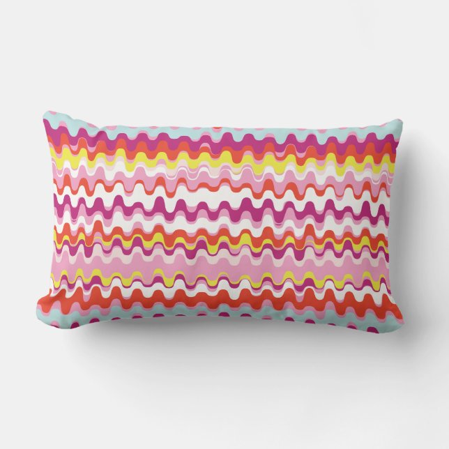Coussin Rectangle Joli rose rouge rose abstrait motif vague (Recto)