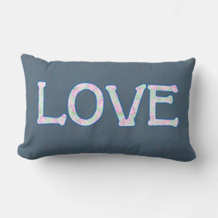 Coussin Rectangle Joli texte floral amour sur Denim Arrière - plan b