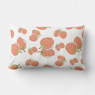 Coussin Rectangle Jolie aquarelle fraise rose et blanc