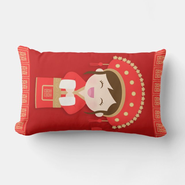 Coussin Rectangle Jolie Décoration de Mariage de Mariée Traditionnel (Recto)