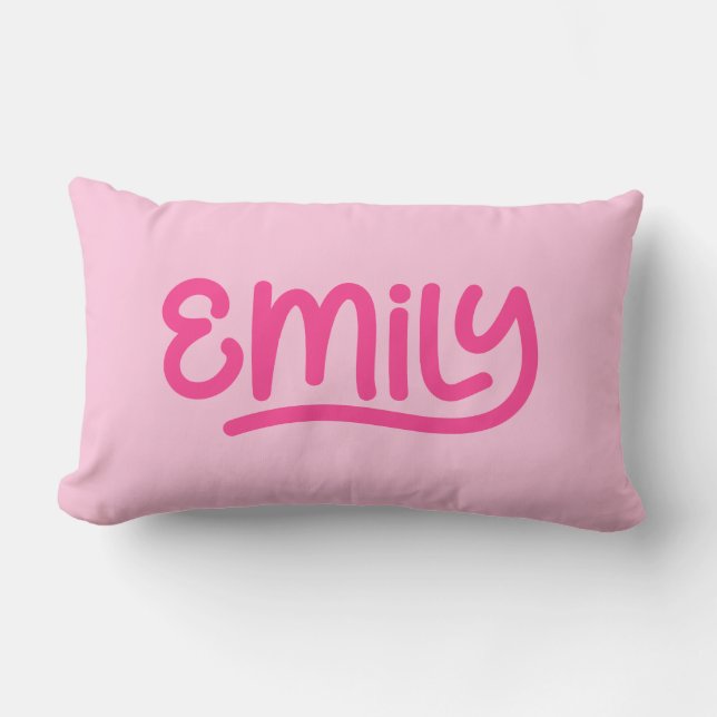 Coussin Rectangle Jolie écriture rose Emily Typographie (Recto)
