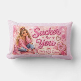 Coussin Rectangle Jolie en rose, fille girly branchée, amoureuse de