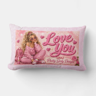 Coussin Rectangle Jolie en rose fille girly inspiration amour pour t