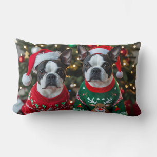 Coussin Rectangle Jolie Noël Boston Terrier