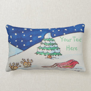 Coussin Rectangle Jolie scène de neige de Noël avec de drôles de ren