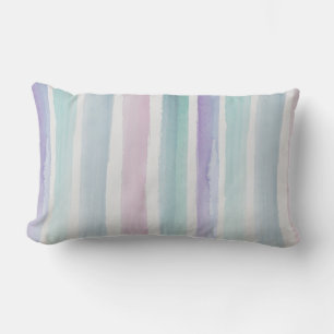 Coussin Rectangle jolies couleurs pastel rayures aquarelles