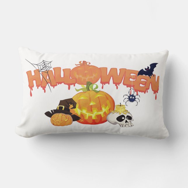 Coussin Rectangle Jolies décorations d'Halloween (Recto)