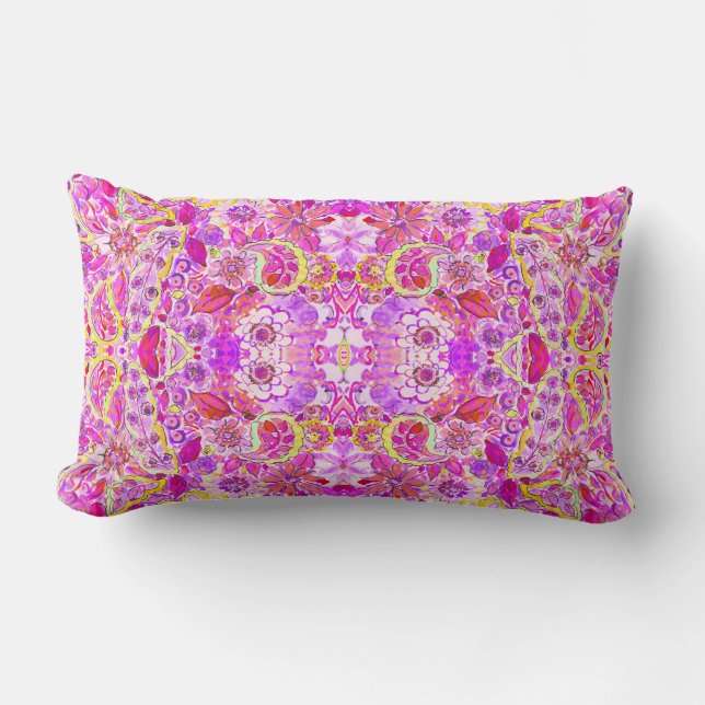 Coussin Rectangle Jolies fleurs abstraites roses (Recto)