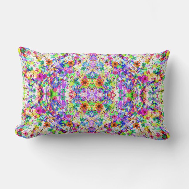 Coussin Rectangle Jolies fleurs magiques colorées d'été (Recto)