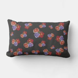 Coussin Rectangle jolies fleurs roses rouges et bourgeons roses fleu