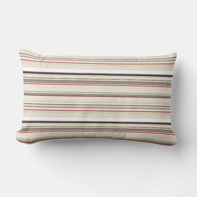 Coussin Rectangle Jolies rayures blanches rouges vintage (Recto)